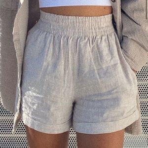 Linen cuffed shorts